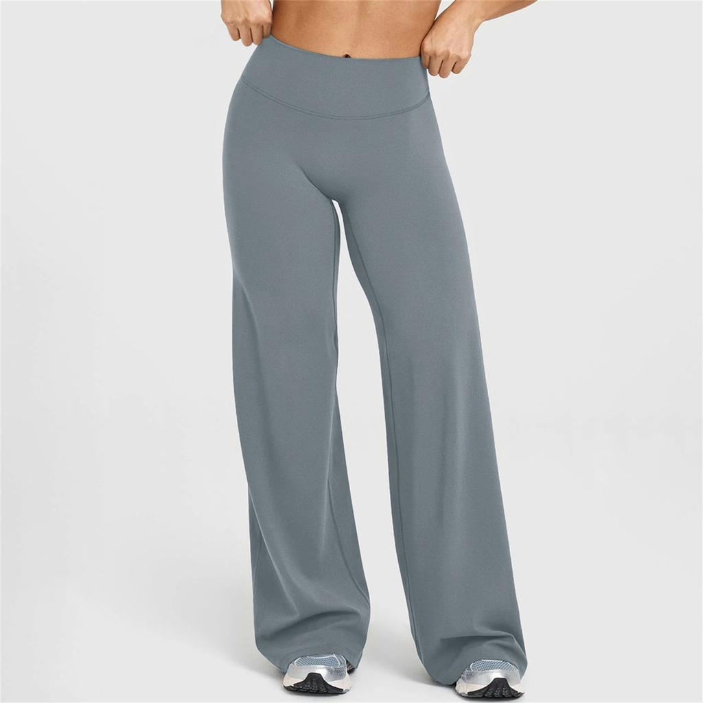 Women's High-Waist Flare Loose-Fit Straight Yoga Pants For Outdoor Sports