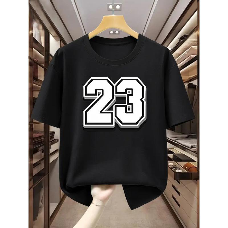 European Sizes Men'S T-Shirts 100% Easy Number 23 Print Round Neck Short Sleeve T-Shirt Comfortable Casual Short-Sleeved T-Shirt In Summer