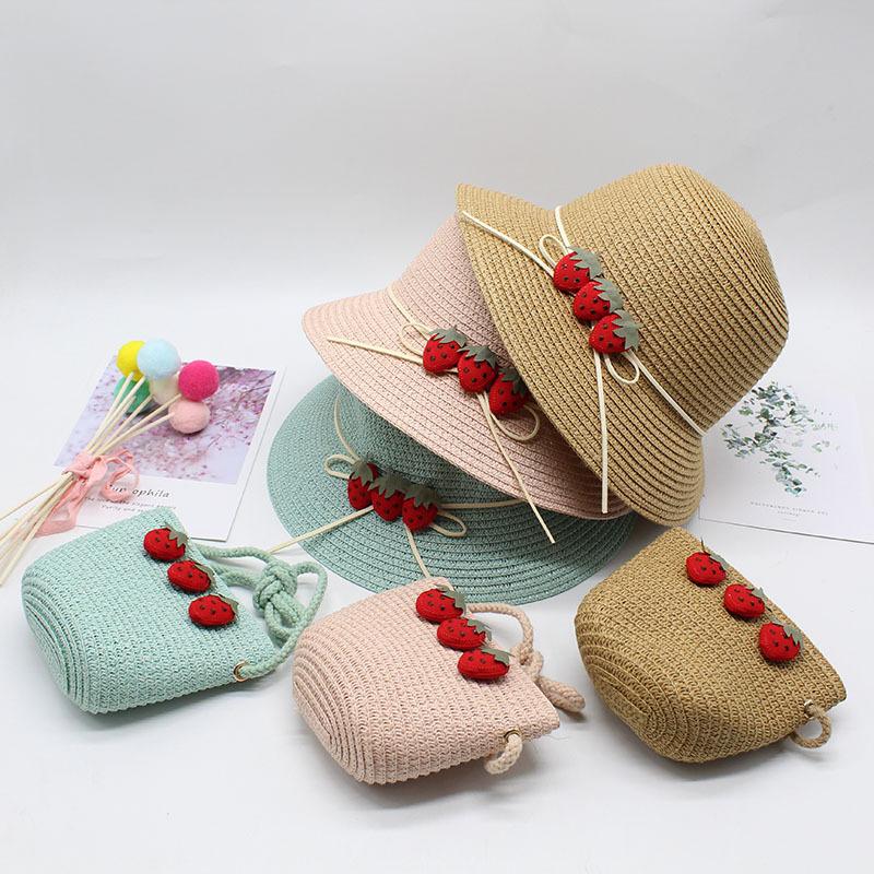 Children'S Straw Hat Female Summer Sun Protection Princess Beach Hat Sun Hat Sun Hat Basin Hat Baby Bucket Hat Bag