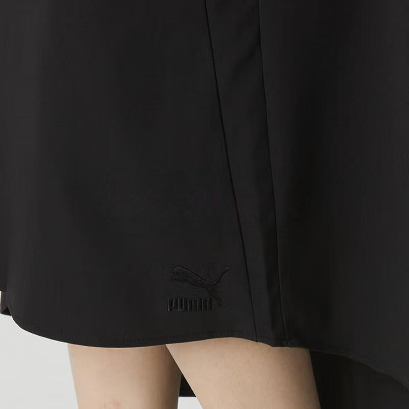 Puma Solid Color Breathable High Waist Casual Fitted Long Skirt Women skirts Black 623025-01