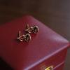 High-End Natural Garnet Gourd Stud Earrings for Women in Pure Silver - Retro French Style