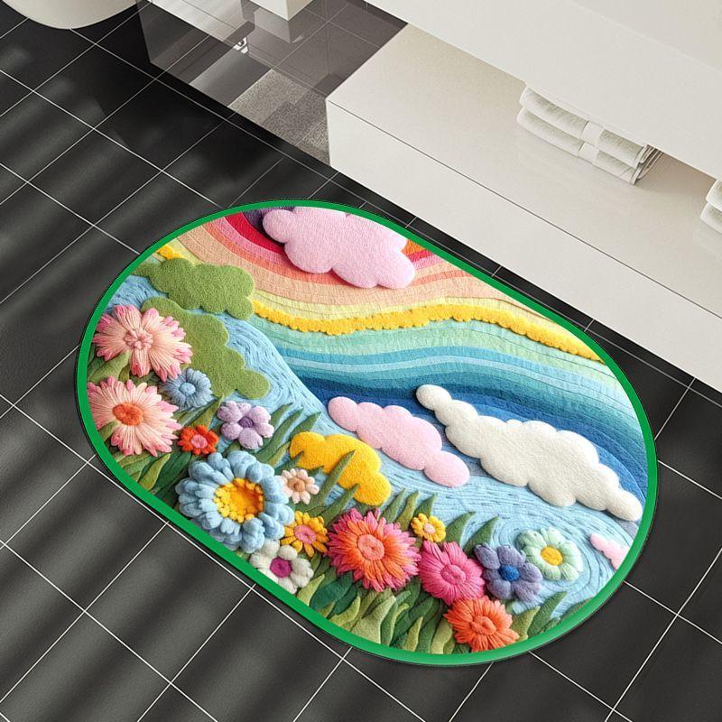 Ins Wind 3D Rainbow Diatom Mud Floor Mat Shower Room Water-Absorbing Quick-Drying Floor Mat Household Non-Slip And Dirt-Resistant Bathroom Floor Mat