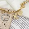 18k Gold Plated Diamond Butterfly Clover Pendant Bracelet