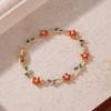 Elegant Multiple Color Flower Charm Zircon Branch Leaf Bracelet Dopamine Niche Sense 18K Gold Plated Women's Bangle Gifts 2