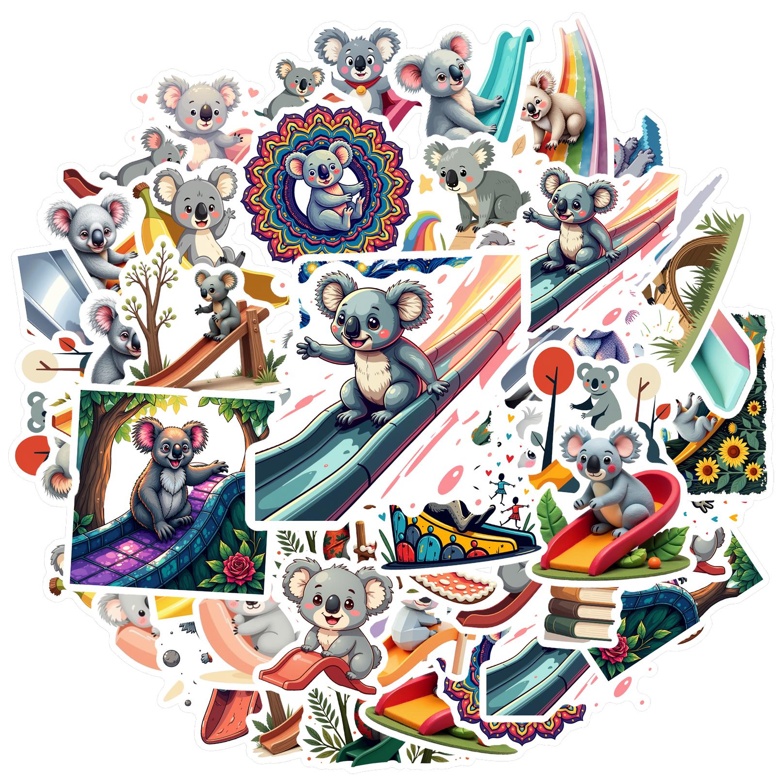 

35-70pcs Koala Sliding Stickers Cartoon Animals Play Decals Sticker Laptop Phone Guitar Bike Skateboard Stationery