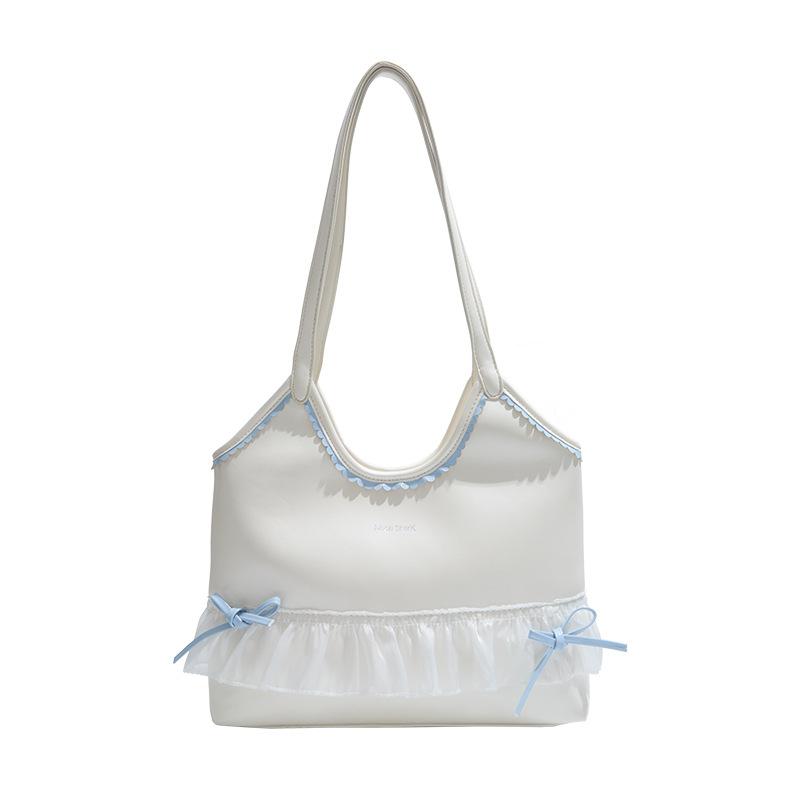 New Large-capacity Tote Bag Women's Casual Versatile Bow Underarm Bag Commuter Lace Shoulder Bag