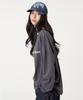 UNKNOWN PLANET Off-Shoulder Logo Long-Sleeve T-Shirt Charcoal