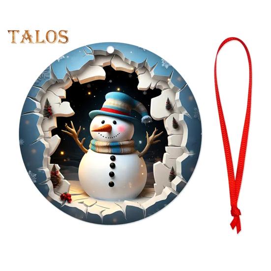 

Рождественские украшения круглые снеговики/овцы/машины деревянные украшения 2D плоские рождественские елки подвесные украшения для праздничного декора A