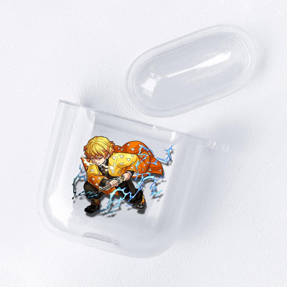 Demon Slayer Nezuko Zenitsu Tanjirou Transparent Airpods-veske for Funda Airpods 2/1-deksel Kimetsu No Yaiba Soft TPU-veske Coque