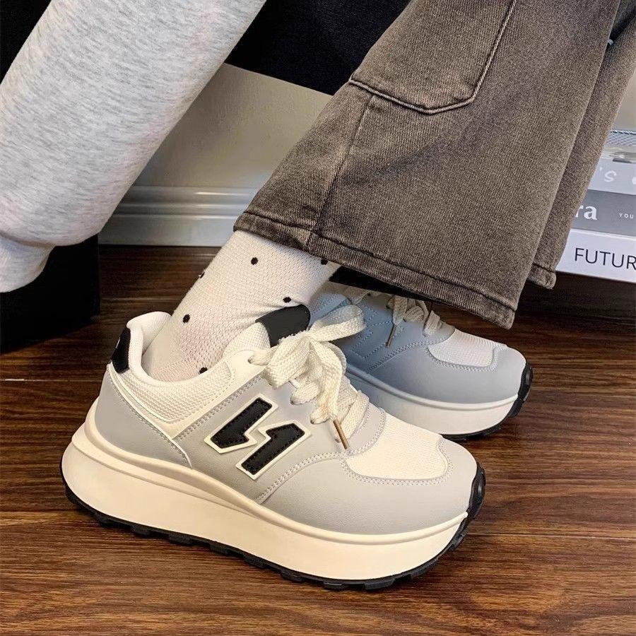 Sneakers Women's Spring 2025 New Versatile Popular Little White Shoes Soft-soled Forrest Gump Shoes Platform Dad Shoes