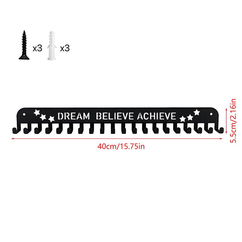 Metal Medal Display Rack With 20 Hooks Large Capacity Wall-Mounted Storage Hooks Key Hooks Tie Rack Home Office Decor Ideal Gift
