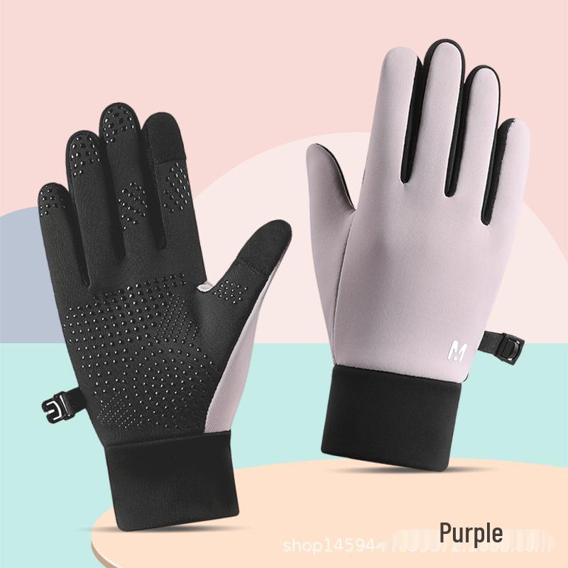 "Kids' Warm Non-Slip Waterproof Gloves with Velvet Lining for Bike Riding"