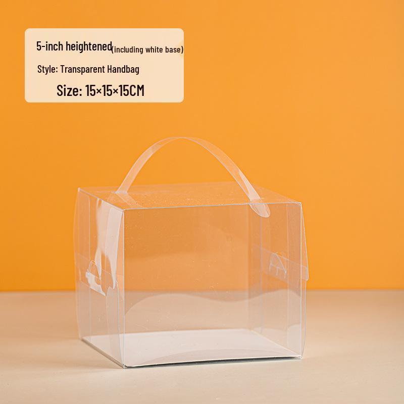 Four-Inch Transparent Cake Box with Handle for 2/3/5/6-Inch Western-Style Pastries