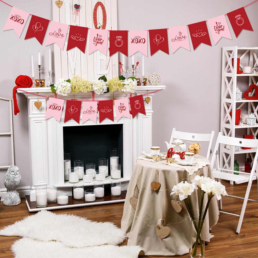 Fishtail Paper Bunting Valentine Decoration Hanging Ornament For Anniversary Wedding Valentine Celebration Home Decoration