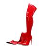 Fashion Women Knee Length Long Boots Fashion Sexy Party Stiletto Heel Elegant Women Boots Shiny Patent Leather Long Boots Botas De Mujer
