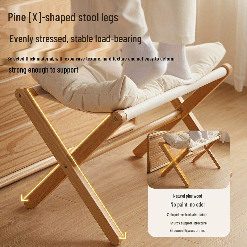 Taburet pliabil din lemn masiv pentru schimbarea pantofilor, canapea și suport pentru picioare de birou