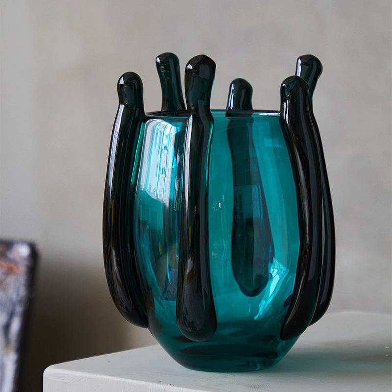 Creative Handcrafted Silk-wrapped Glass Vase Glass Vase Transparent Vase Flower Arrangement Accessories Home Decoration