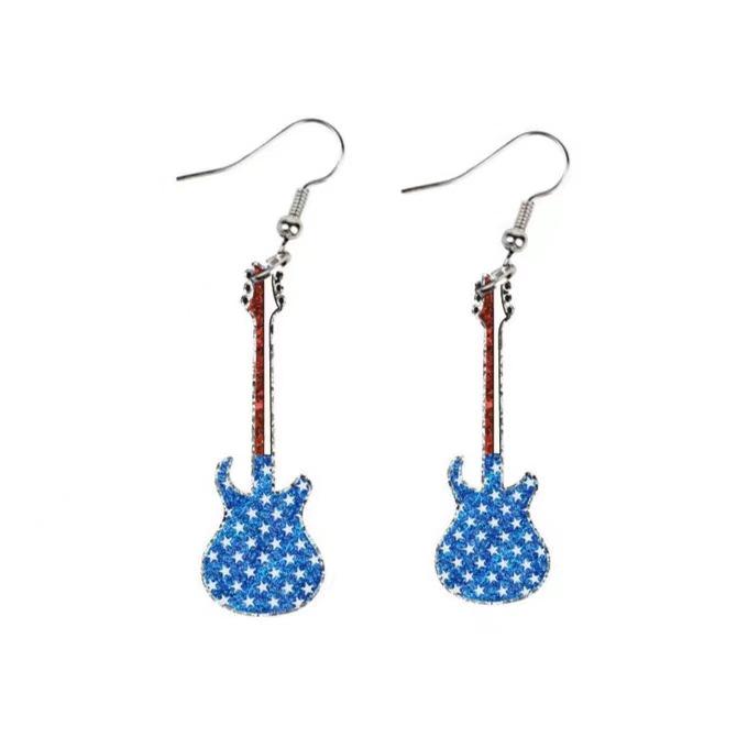 European Handmade USA Independence Day Earrings with Butterfly, Unicorn, Smiley Face, Star, and Woman Head Designs