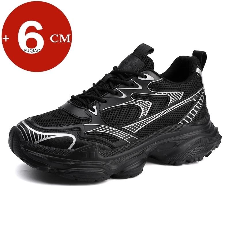 

Мужские кроссовки на сетчатой толстой подошве, обувь папы с лифтом, удобные, дышащие, модные стельки для увеличения роста на 6 см, спортивная повседневная обувь 37 чёрный