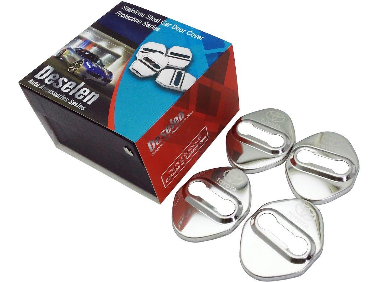 

Deselen Stainless Steel Car Door Lock Cover Protector for Toyota Corolla Yaris and Pack of 4 -DLC-TOY02- Levin, Camry, Corolla, EX, Vios, RAV4, L,