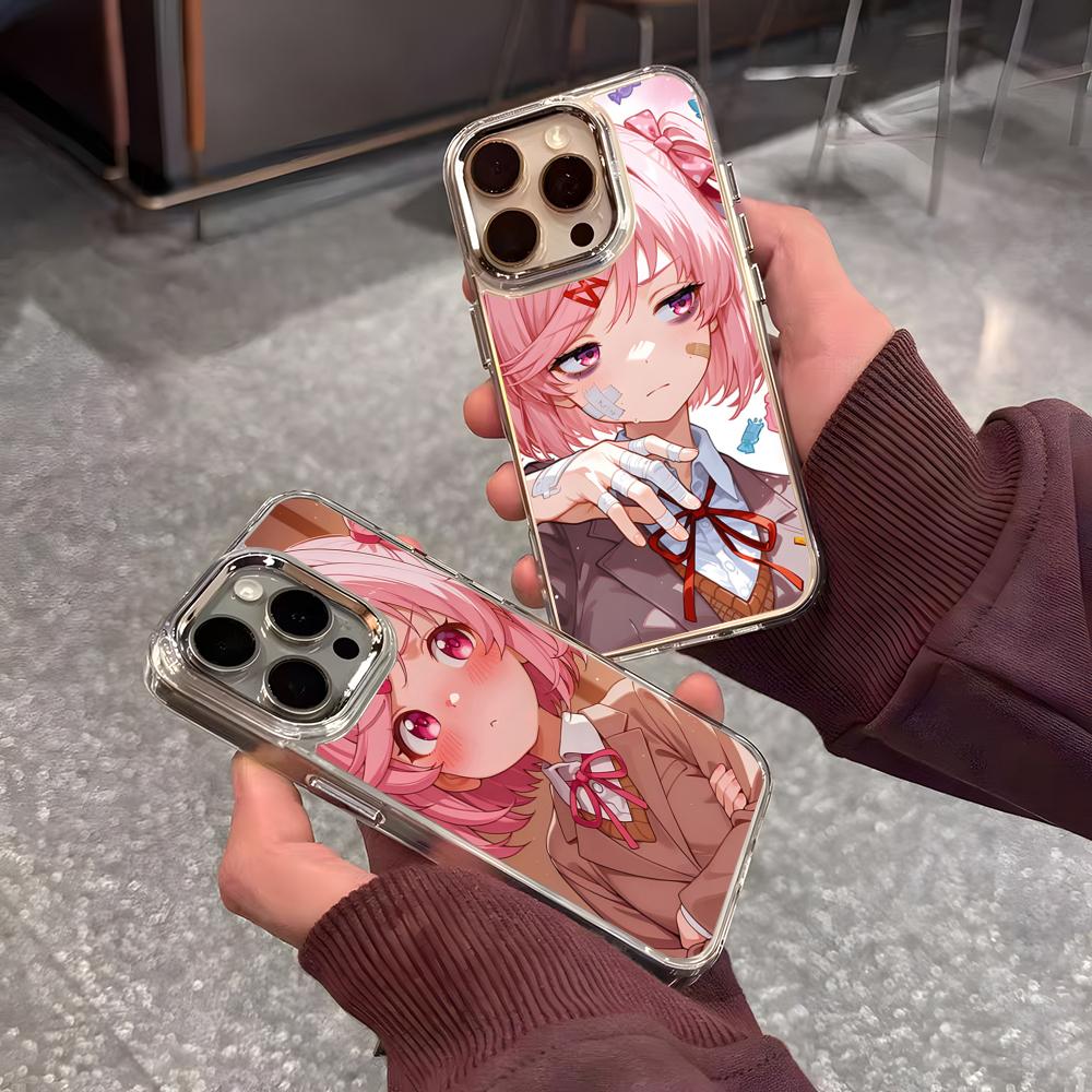 Cartoon Character Natsuki Phone Case For IPhone 17 Air 16 15 14 13 12 11 Pro Pro Max Plus Transparent Soft Cover