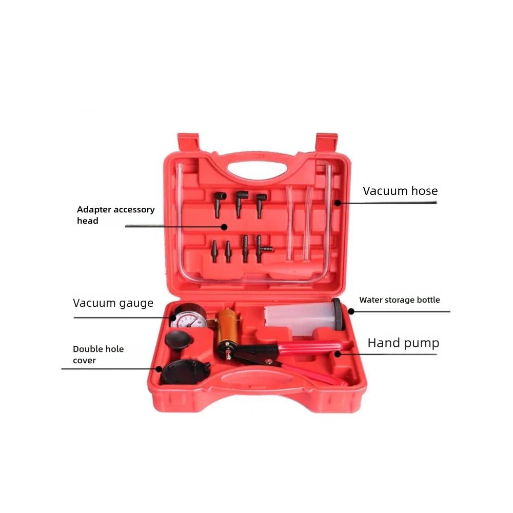 Manual Brake Bleeder Vacuum Pump Kit Automotive Fluid Tester with Gauge Adapters 2 In 1 Handheld Pistol Test Tool for Car Truck