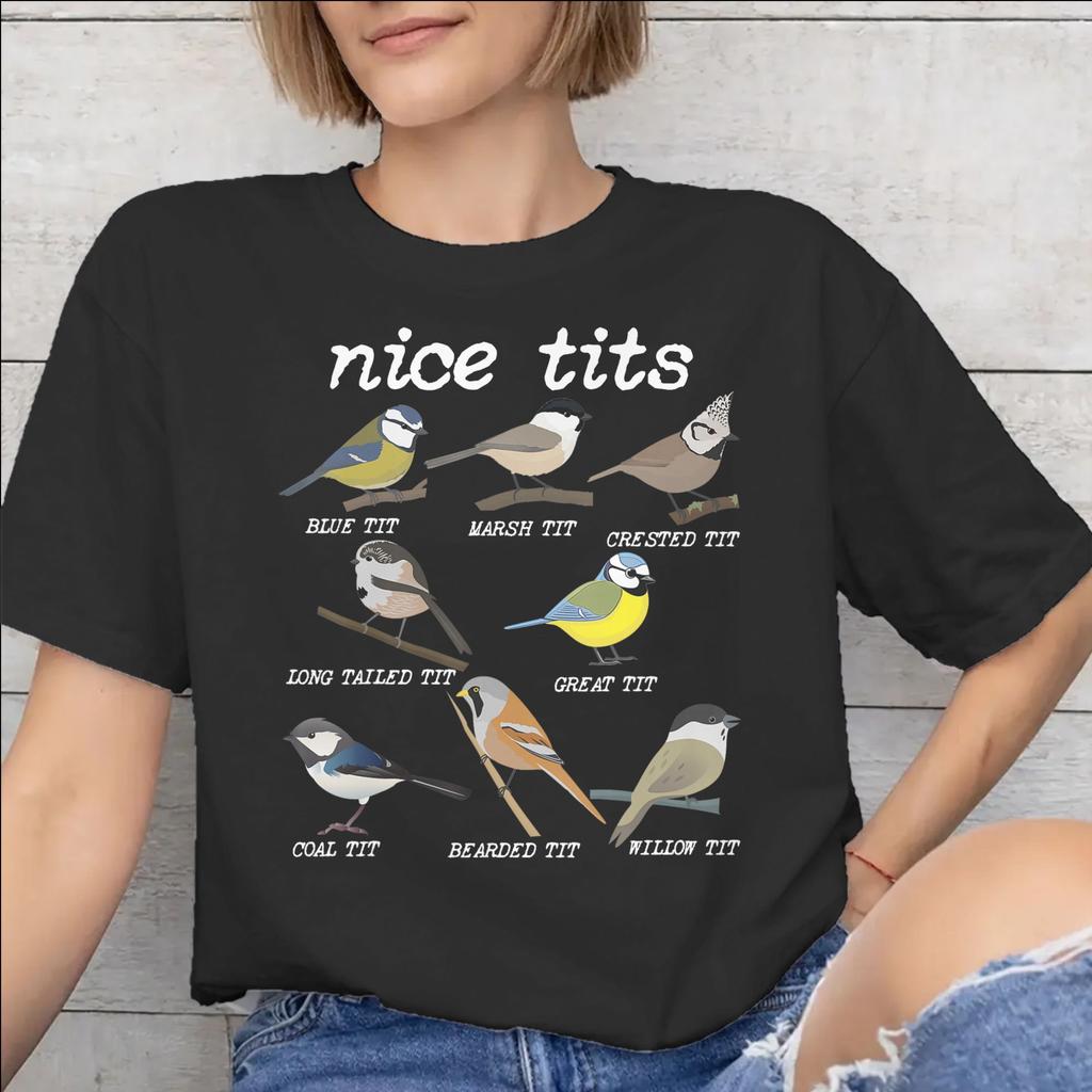 Unisex Unisex Funny Bird Meme I Love Tits T Shirt Cotton Graphic Printed TShirt Top Clothing