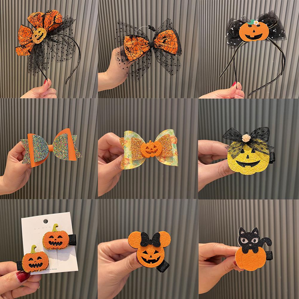 Fashionable Halloween Elements Pumpkin Hairband Single Piece Multi-Color Cute Girls Halloween Gift