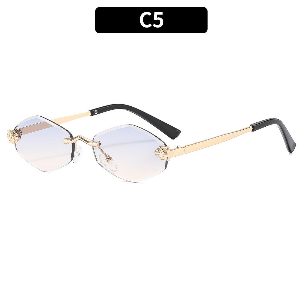 Fashion Small Polygonal Sunglasses for Women Luxury  Brown Rhombus Sun Glasses Woman Vintage Metal Shades Eyewear