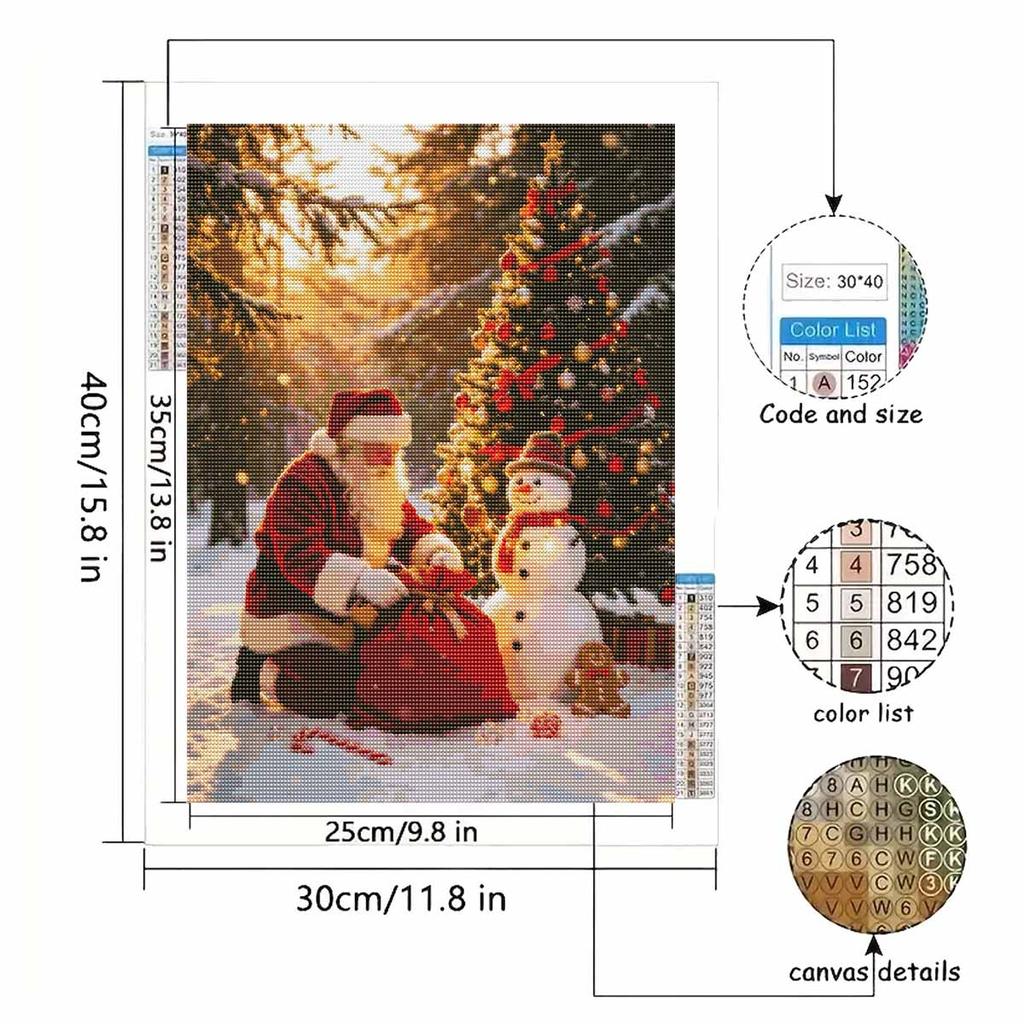 Christmas Diamond Painting Kit Santa Claus Snowman Tree Handmade Home Entertainment Decorative Painting