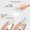 13-Color Dimmable RGB Remote Control Puck Light with Tap Function for Cabinets