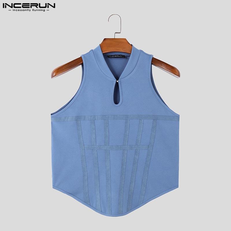INCERUN Letnie męskie bezrękawniki nieregularne ściągacze wąskie swobodne obcisłe krótkie topy
