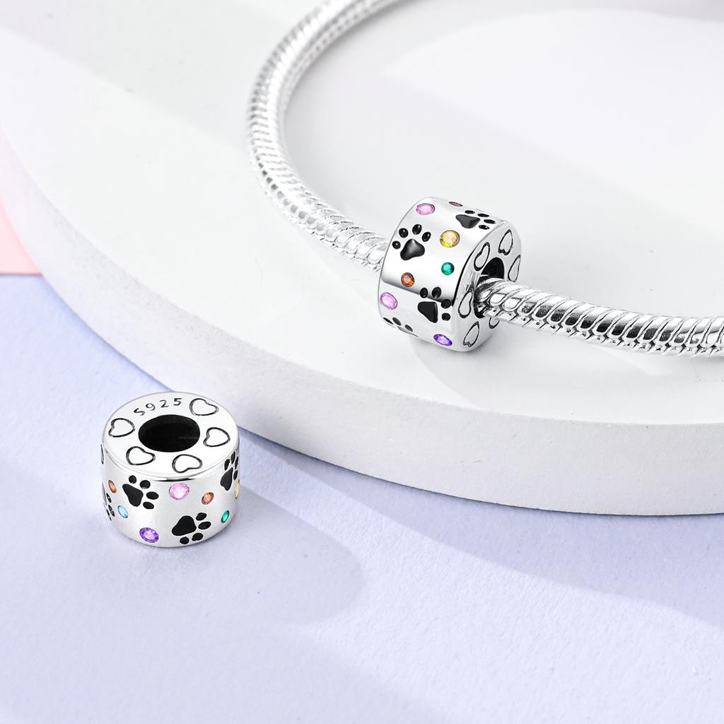 Copper Original Charms Love Heart Dog Cat Paws Pendant Beads Fit Mula Bracelet Diy Jewelry For Women Gift