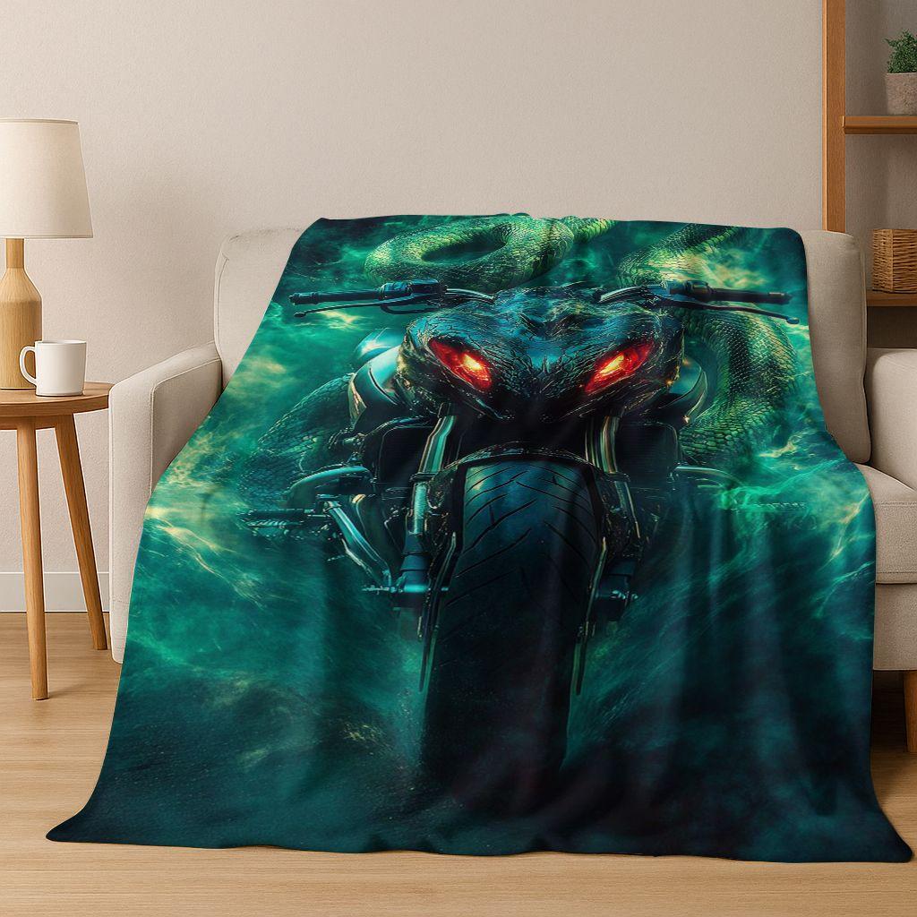 Personalized Motorcycle Rider Motorbike Art Flannel Blanket,Cozy Soft Throw Blanket for Home Bedroom Bed Sofa Picnic Cover Gift