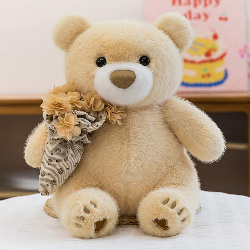 Teddy Bear Plush With Rose Decor Handmade Gift For Valentines And Friends