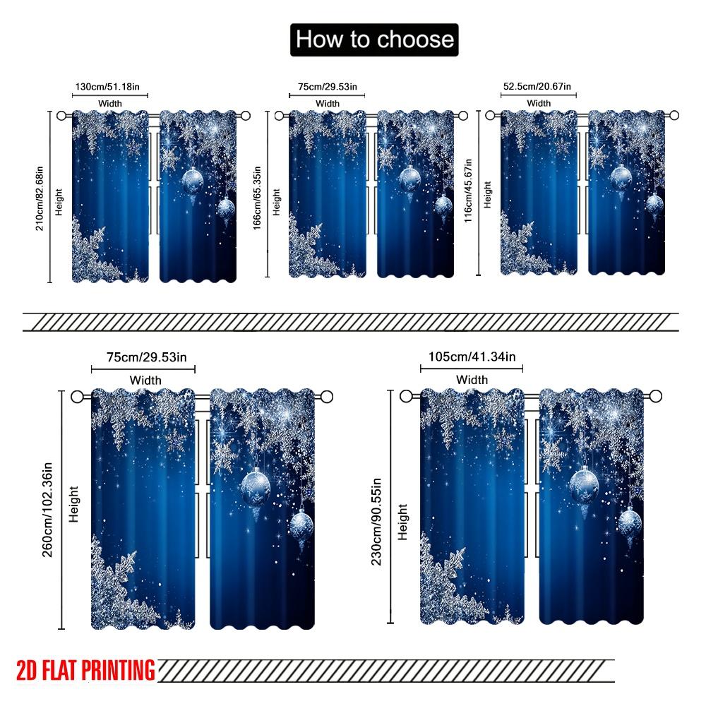 2pcs  2D plane printing Contemporary Curtains Blue Pattern Polyester Fabric (without rod) Festive Use for Bedroom   Living Room