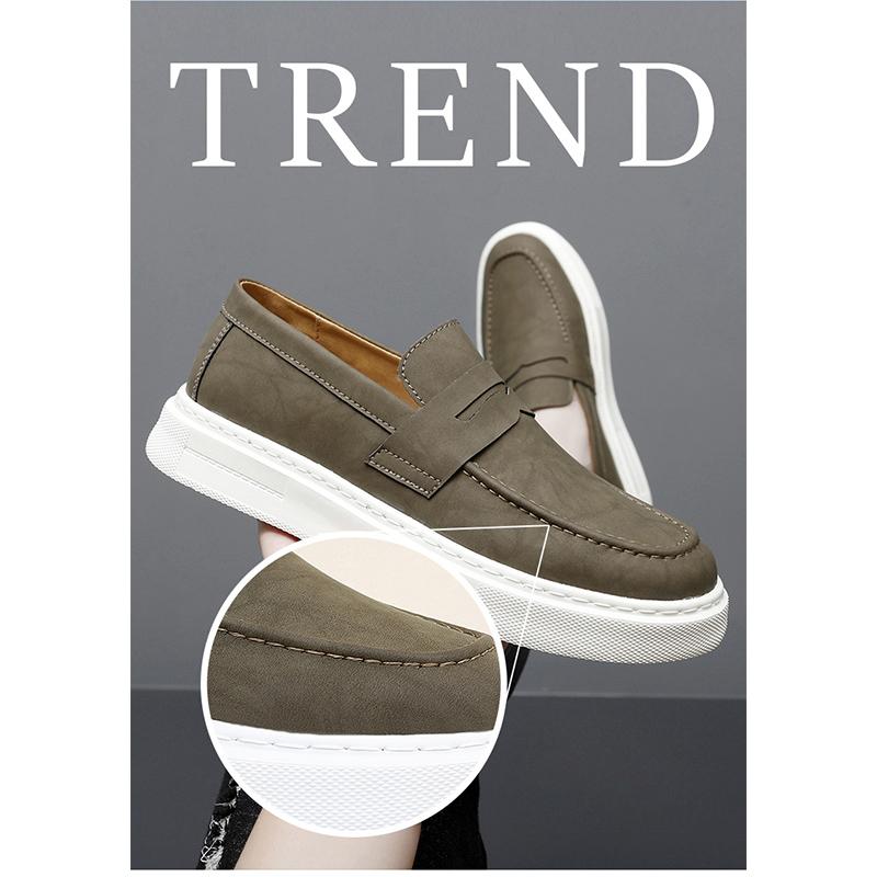 Men's Leather Casual Sneakers All-match Fashion Breathable Hand-stitched Leather Shoes