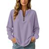 Women's Casual Loose Fit V-Neck Zip Up Long Sleeve Sweatshirt