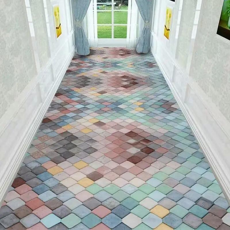 Nordic Style Living Room Area Rug Corridor Hallway Carpet Abstract Geometric Bedroom Rugs Kitchen Mat Crystal Velvet Doormat