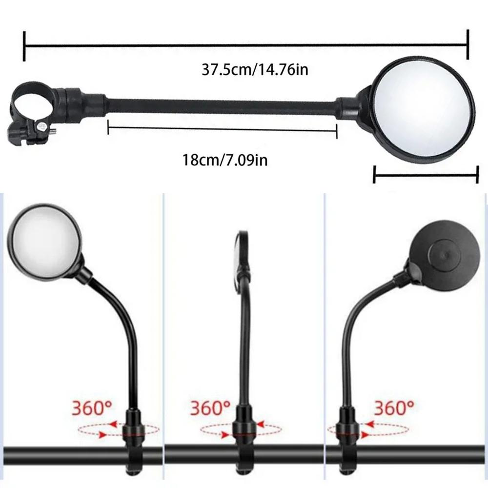 Bicycle Mirror Bike Handlebar Rearview Mirror Rotatable and Adjustable Wide Angle Rear View Shockproof Convex Mirror Universal
