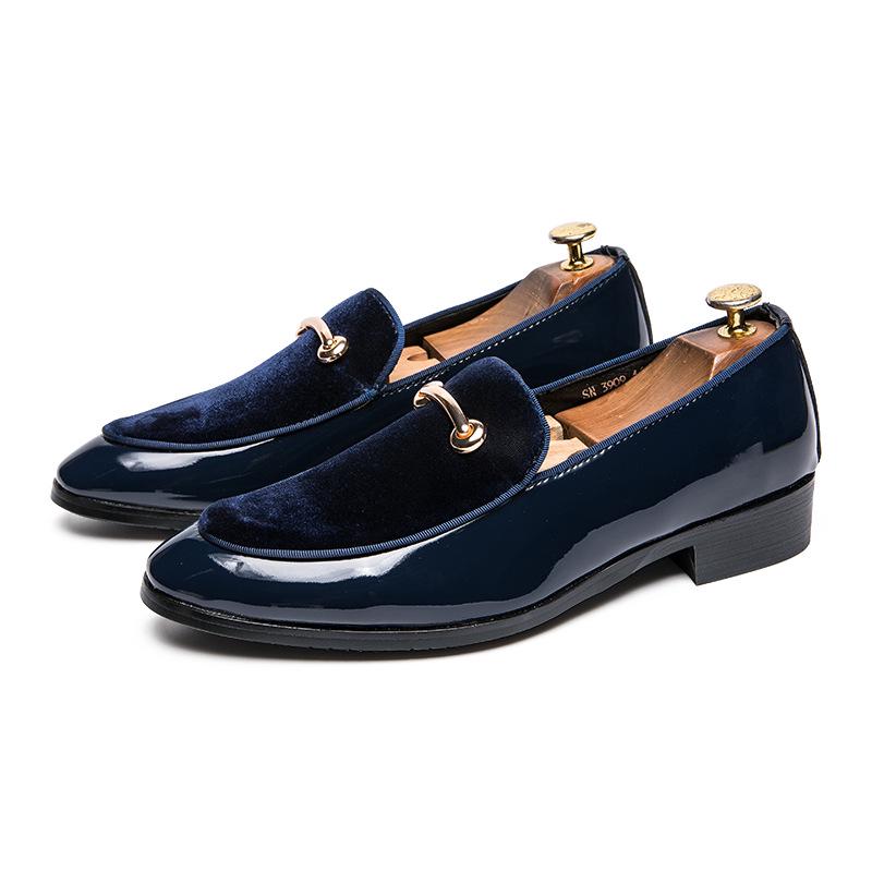 Men's Large Suede Pointed Toe Leather Loafers - British Style Formal/Casual Slip-ons