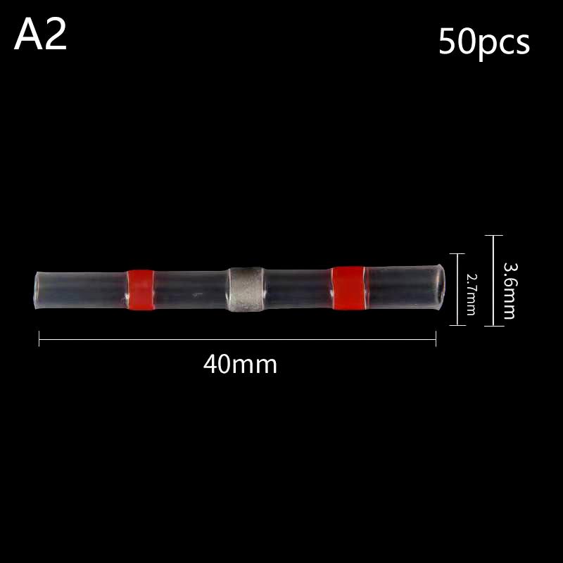 50Pcs Heat Shrink Connectors Sleeve Tube Terminals Electrical Butt Splice Wire Connector Splice Solder Insulated Cable