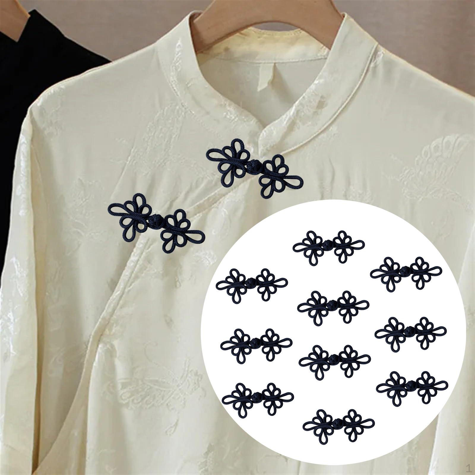 

10 шт. китайские узлы лягушка пуговицы застежка винтажный дизайн аксессуары швейные застежки своими руками для свитера чёрный