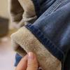 Stretch Harlan Jeans Damen Herbst Winter Plus Samt Locker Dünn Hohe Taille Gerade Neun Punkte Karotte Daddy Hose