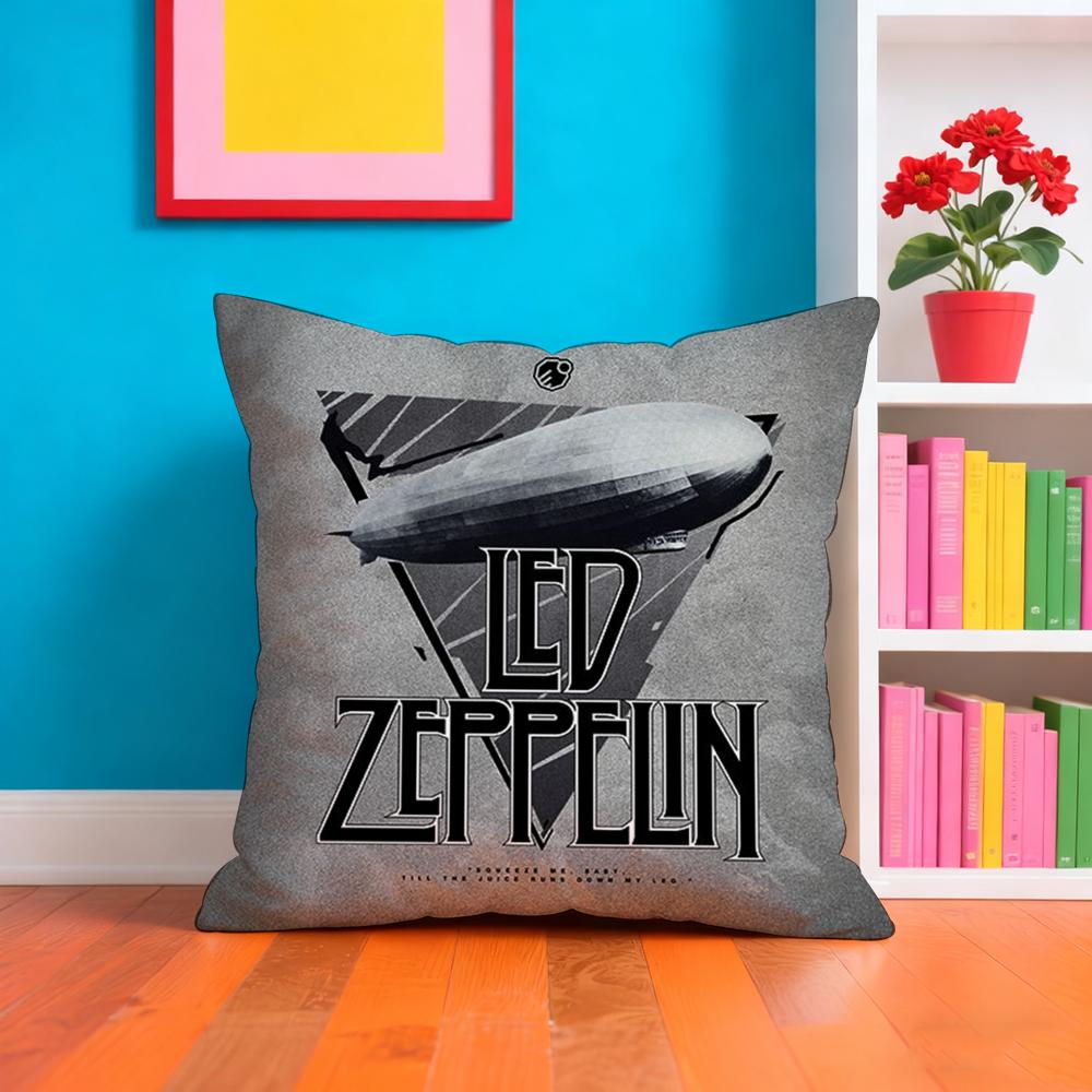 Band Rock L-Led Z-Zeppelins Cushion Cover Plush Fabric Soft Double-Sided Printed Sofa Warm Winter Home Gift Pillow Case