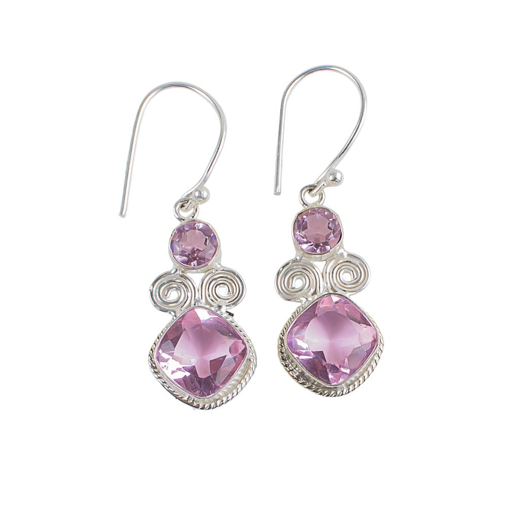Natürlicher Morganit Edelstein 925 Sterlingsilber Handgefertigter Schmuck Ohrringe 1,12" EE-69-11