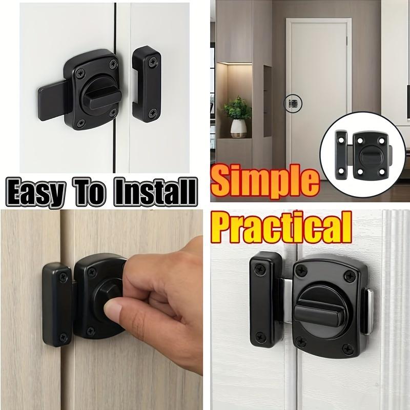2pcs Black Swivel Door Lock, Zinc Alloy Sliding Bolt, Double-Sided Security Hardware for Doors/Windows/Cabinets