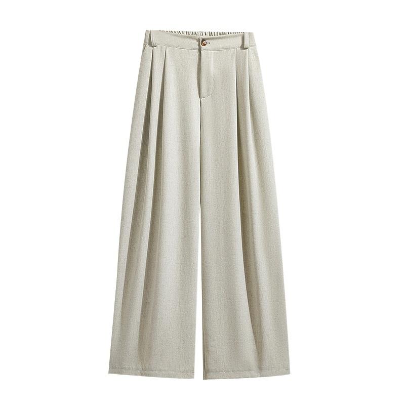 Danmo Plus Size Long Pants Women Solid Loose High Waist Casual Loose Basic Trousers Wide Leg Pants