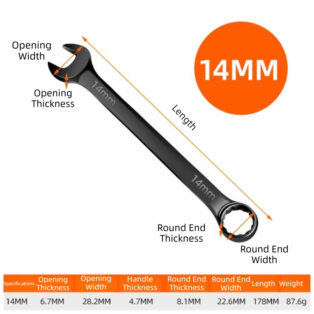Metric Combination Wrench High-speed Steel Open Box End Wrench Repair Wrench Household Repair 14mm