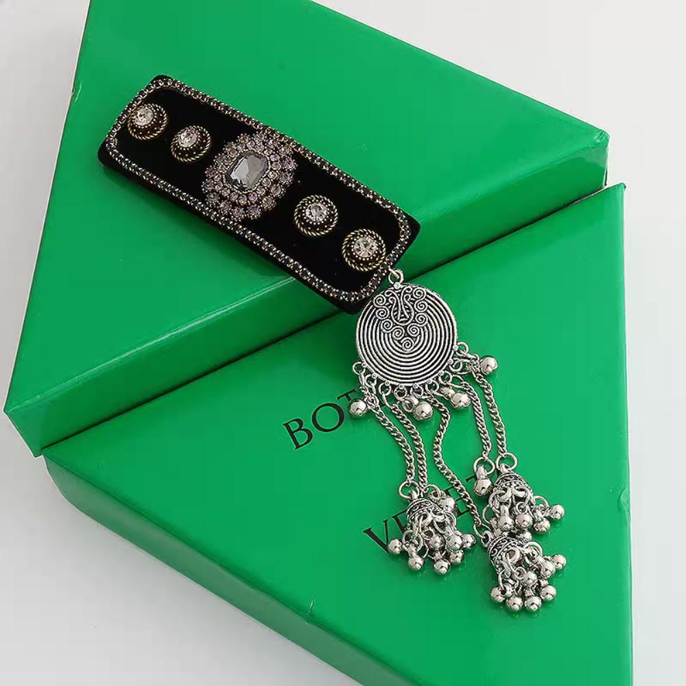 Crystal Ethnic Style Hair Clip Elegant Tassel Side Clip Chinese Style Tassel Hairpin  Bride